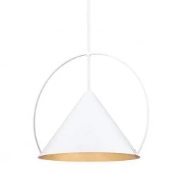 Mari 1-Light White, Gold Empire Pendant Light with White Metal Shade by Troy Lighting